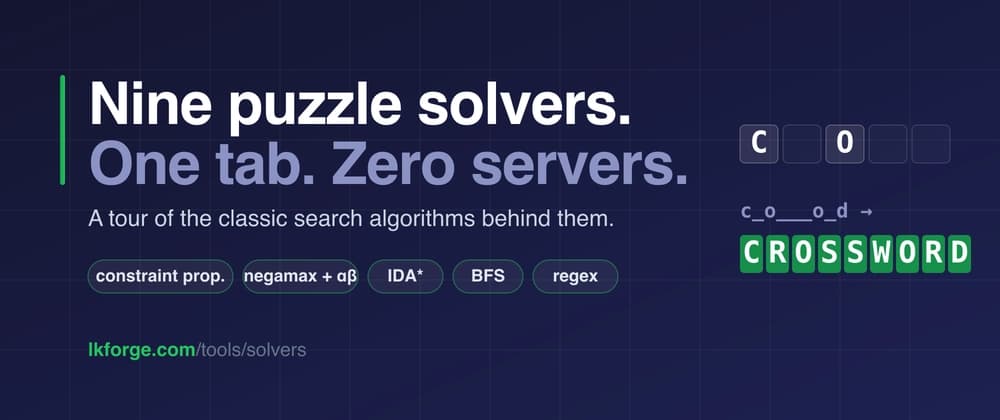 Nine puzzle solvers, one browser tab, zero servers: a tour of classic search algorithms
