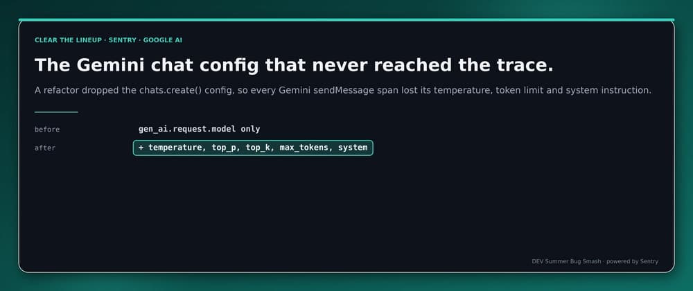 Bug Smash: restoring dropped Gemini chat config in Sentry's JavaScript SDK