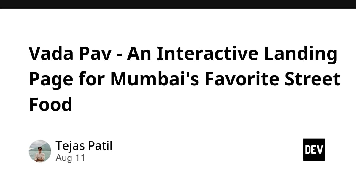 Vada Pav - An Interactive Landing Page for Mumbai's Favorite Street Food