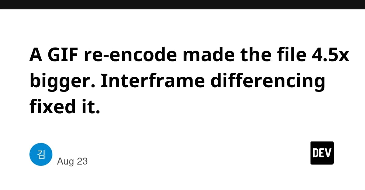 A GIF re-encode made the file 4.5x bigger. Interframe differencing fixed it.